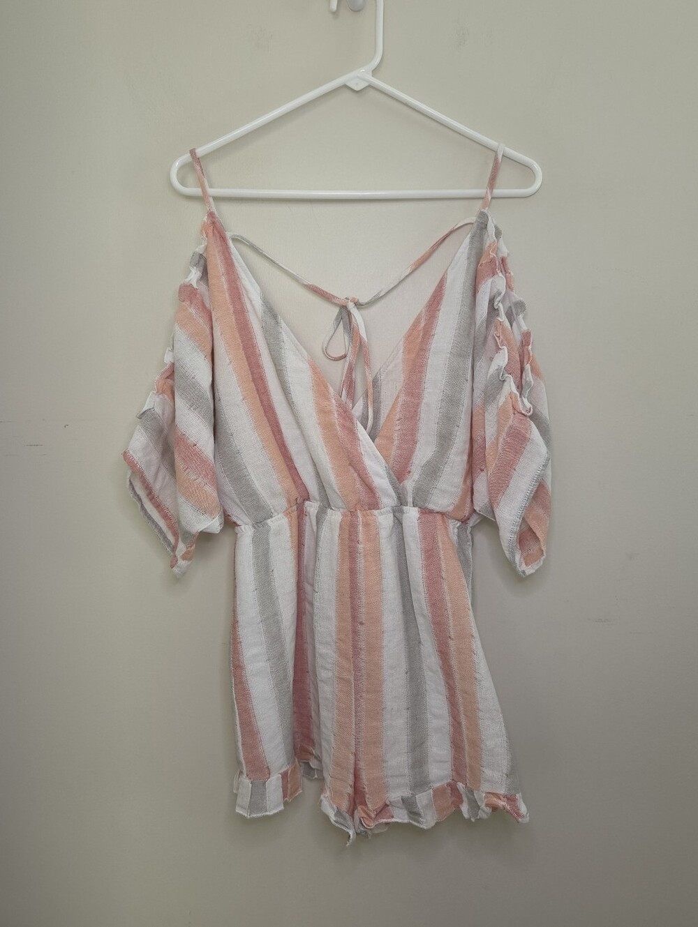 Women's Striped Cold Shoulder Romper Sz Small